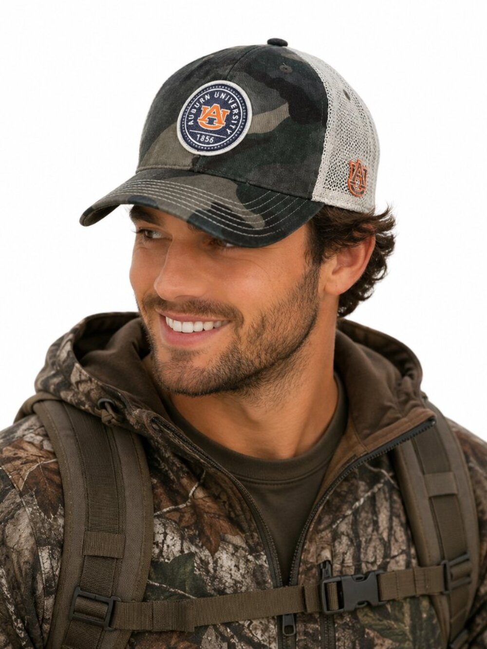 Auburn Tigers Hat Camo Trucker Mesh Snapback Cap Cats Eye Side Logo SEC New